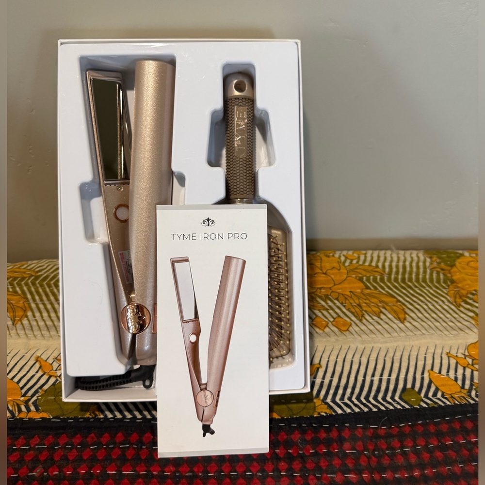 TYME Rose Gold Mini Styling Iron with Matching Brush